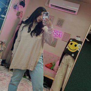 Laurie Oversized Tunic Top-Taupe